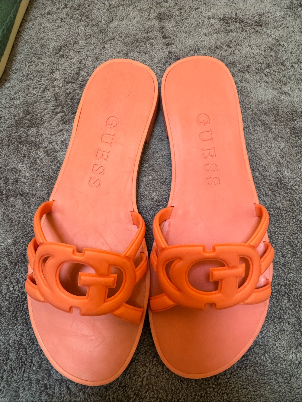 GUESS Orange Logo Slide Sandals